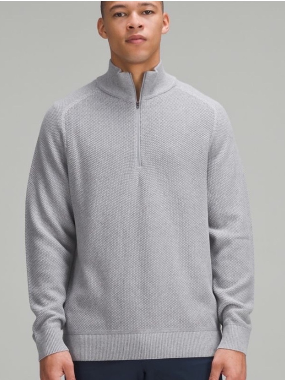 Lululemon Men's Half Zip Textured Knit Sweater